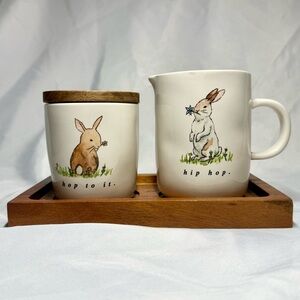 Cream & Sugar Set (4 piece) Functional & Decorative Ceramic Bunny Design